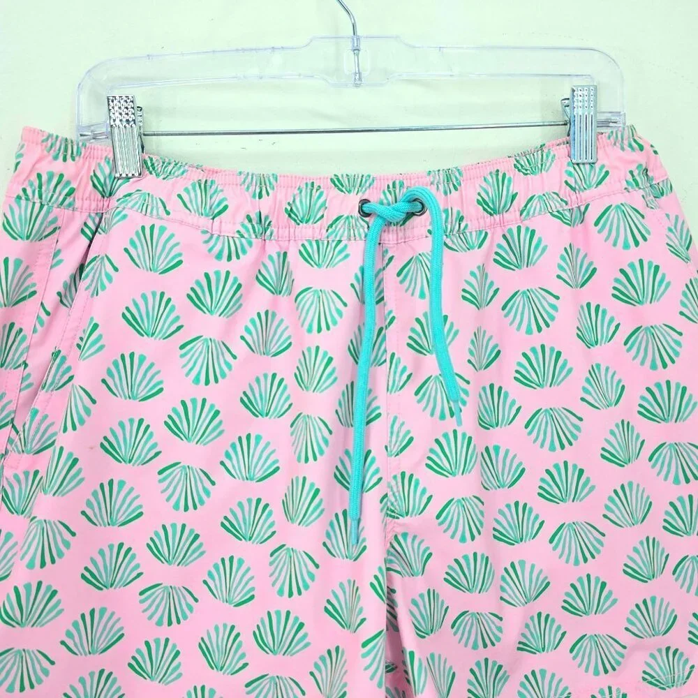 J. Crew Pink Green Seashell Board Shorts Men Size Large